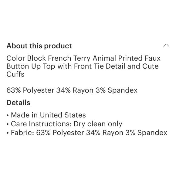 Emerald Collection - Color Block Animal Printed Casual Top - Picture 3 of 3